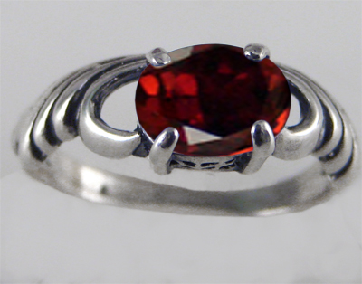 Sterling Silver Waves of Love Ring With Garnet Size 8